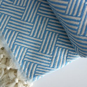 Katoenen hamamdoek rietpatroon blauw wit