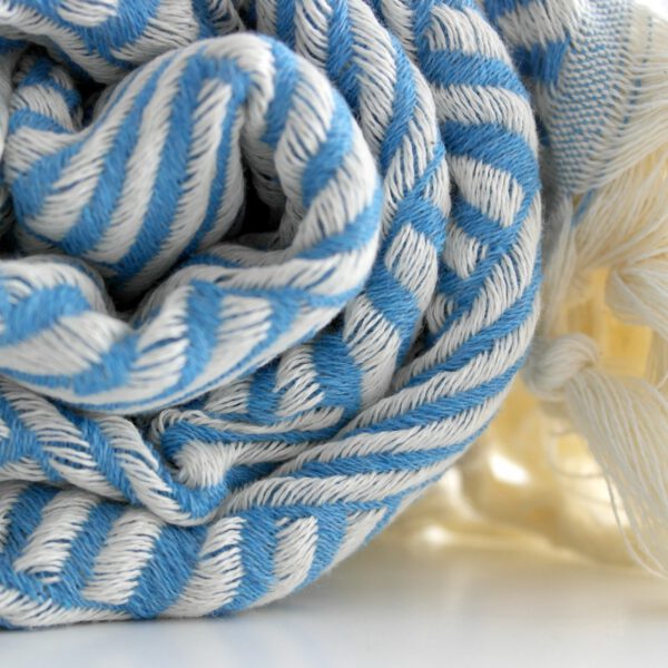 Katoenen hamamdoek rietpatroon blauw wit
